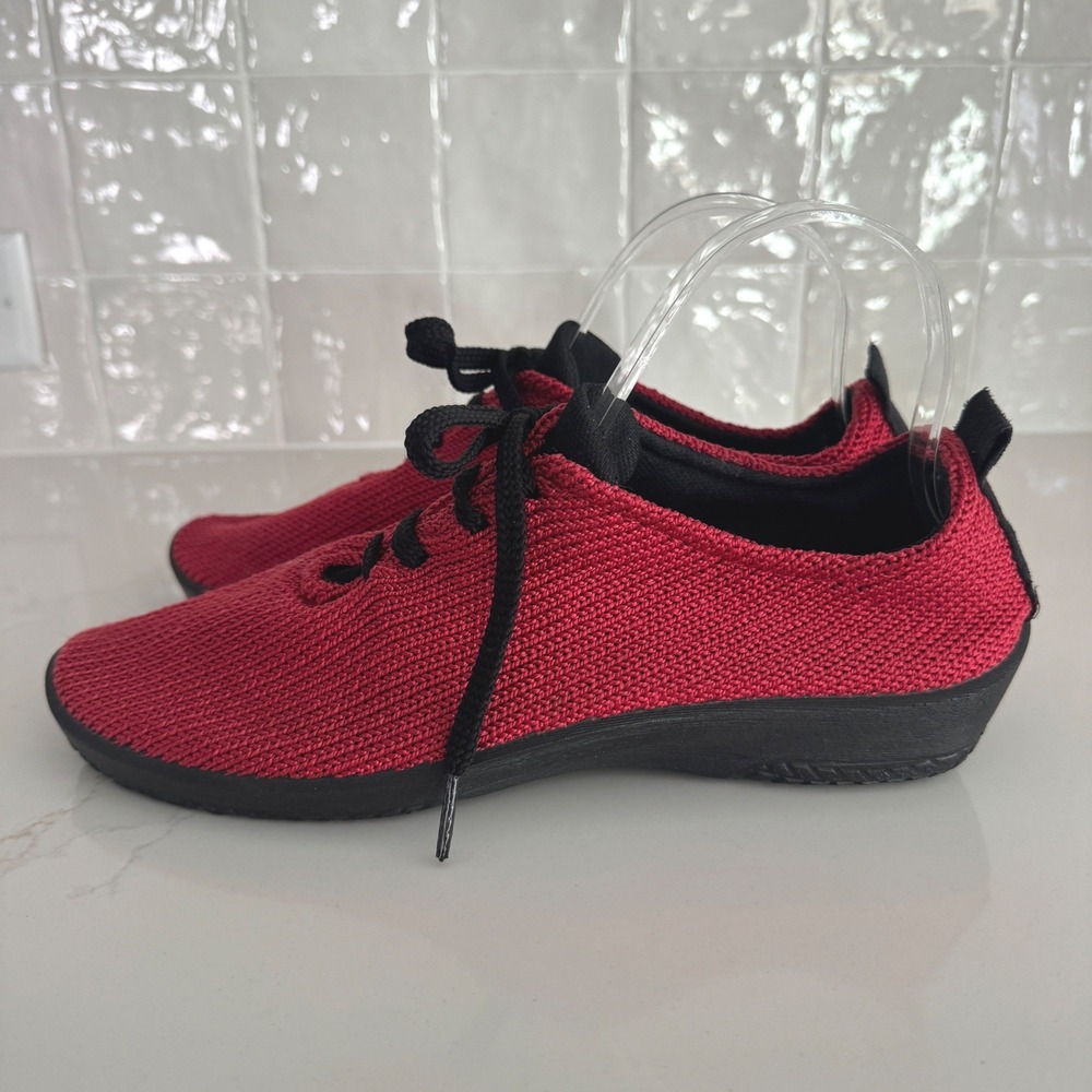Arcopedico LS Shock Knit Sneakers Womens 41 Red Lace Up Wedge Comfort Shoes - Picture 4 of 8